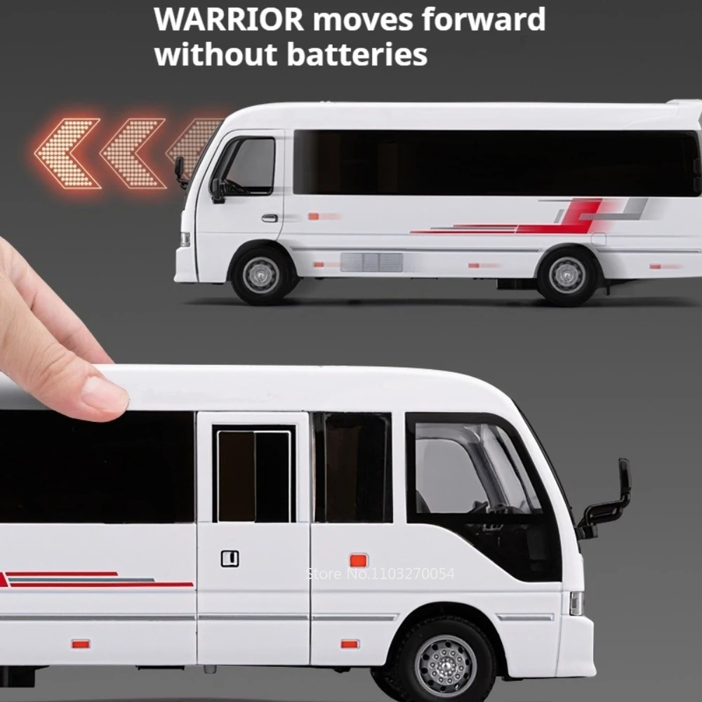 1:33 Schaal Coaster Zakelijke Bus Diecast Legering Model Speelgoed Autodeuren Geopend Geluid Licht Trek Miniatuur Voertuigen Kinderen Geschenken