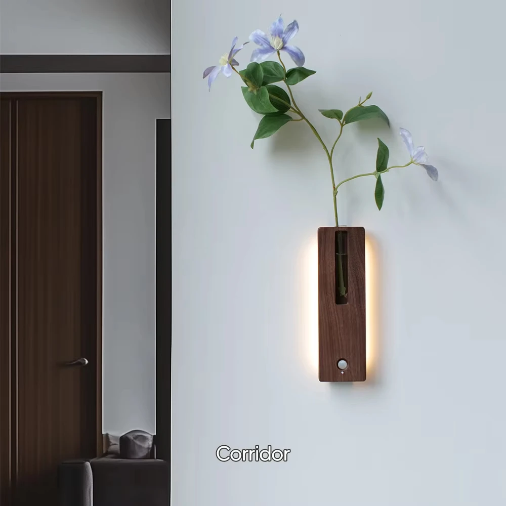 

Indoor 2025 New Wooden Plant Wall Lighting LED Wall Lamp For Living Room Bedroom Bedside Background Decorative Hotel Corridor