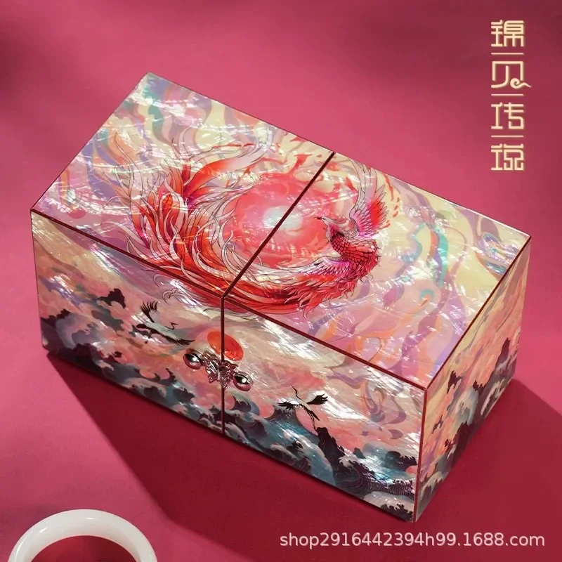 for Jinbei Legend Luodian Lacquer Jewelry Box Bracelet Necklace Storage Organizer Gift for Girlfriend Customer Elegant Decor