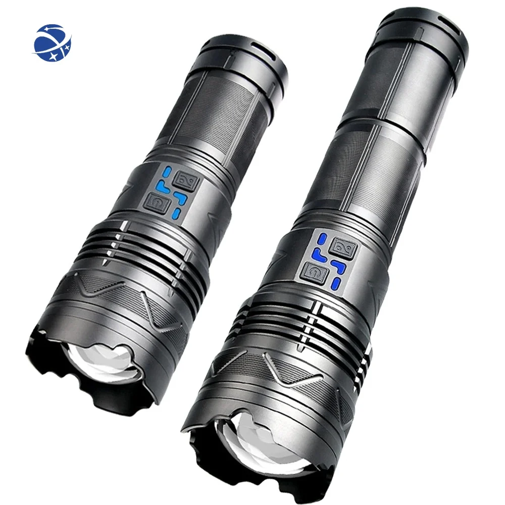 YYHCHelius Dış Mekan Güç Göstergesi Yüksek Güç 100W GT60 Süper Parlak Spot Işığı Uzun Menzilli Zumlanabilir Acil Durum LED El Feneri