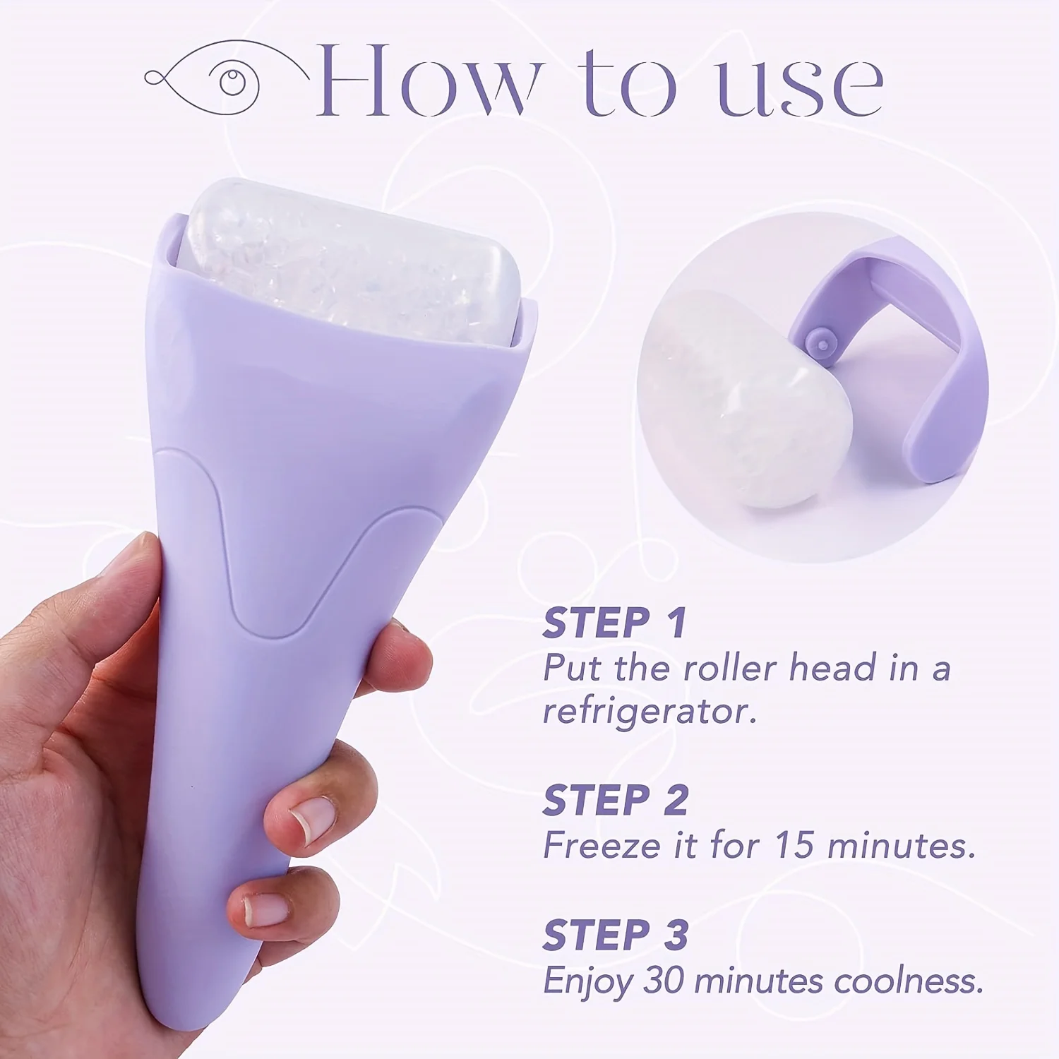 Großer Eiseroller/Massagegerät, Gesichtskühlung, Schönheitswerkzeug, Eiserolle für Gesicht und Augen, Athome Spa, Hautpflegeroutine, Handmassagegerät – Detail 8