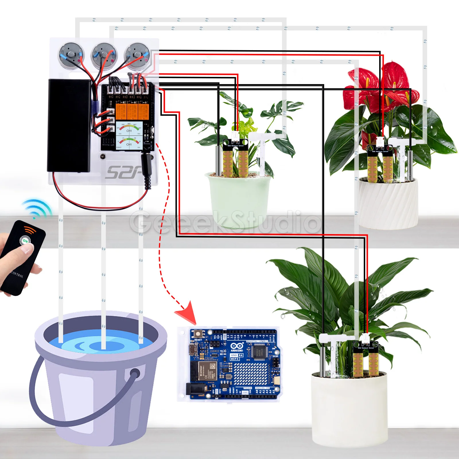 

Plant Watering Kit With Arduino UNO R4 WiFi Environmental Monitoring