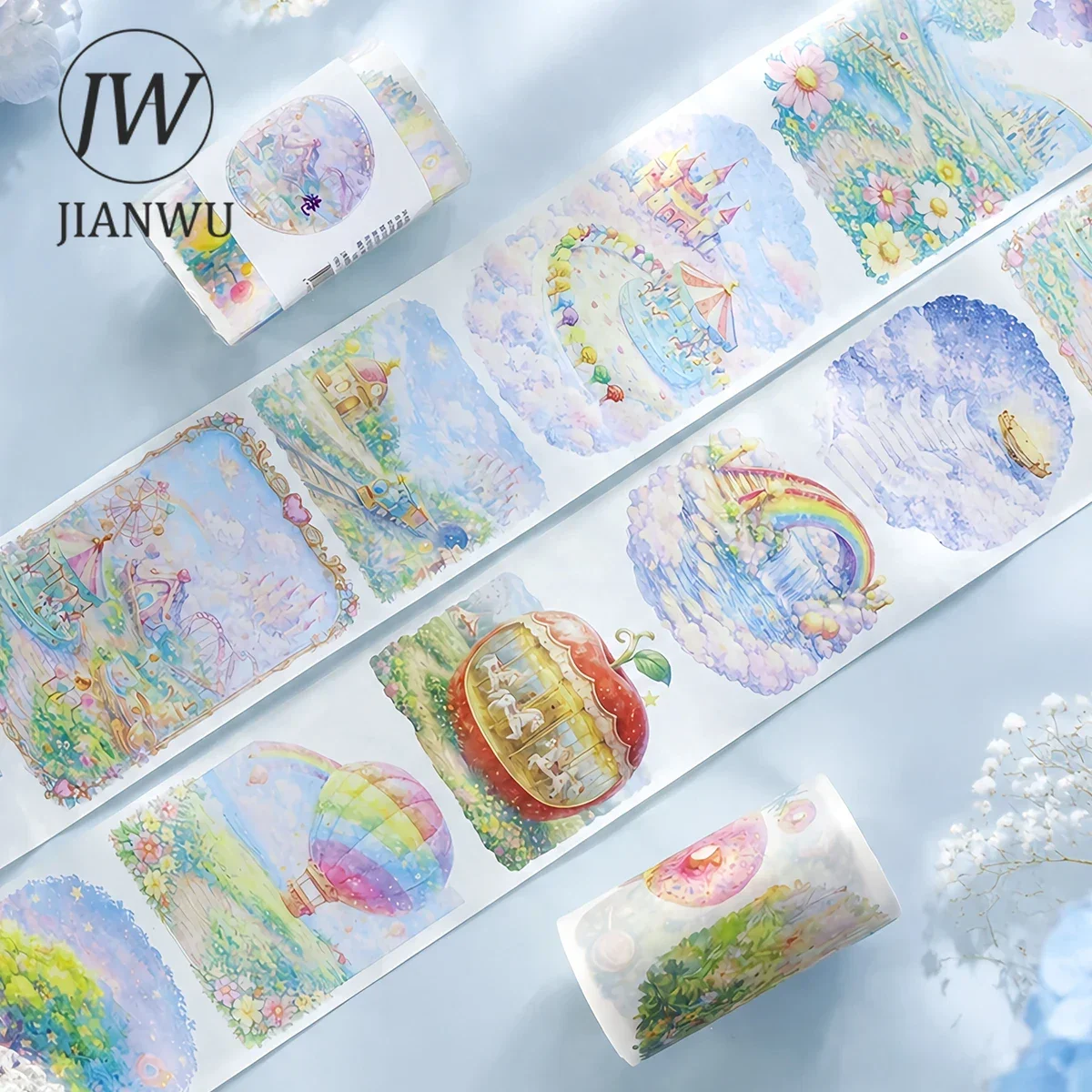 JIANWU 70mm*200cm Dream Colorful Amusement Park Landscape Material Collage Scrapbooking Washi Tape Creative Journal Stationery