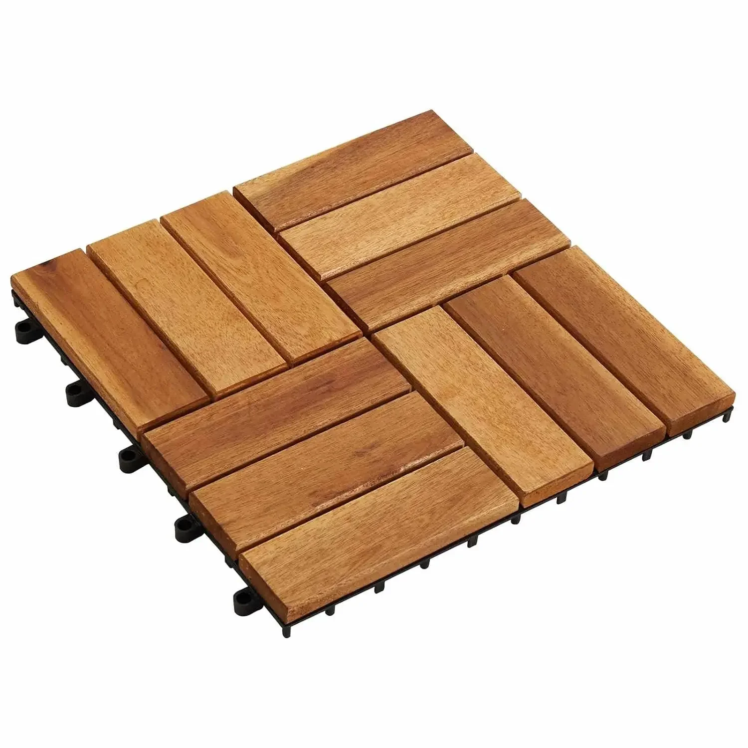 30 pcs Acacia Hardwood Decking Tiles 11.81 x 11.81 in Interlocking Wood Flooring for Indoor Decorative Patio Balcony Garden Path