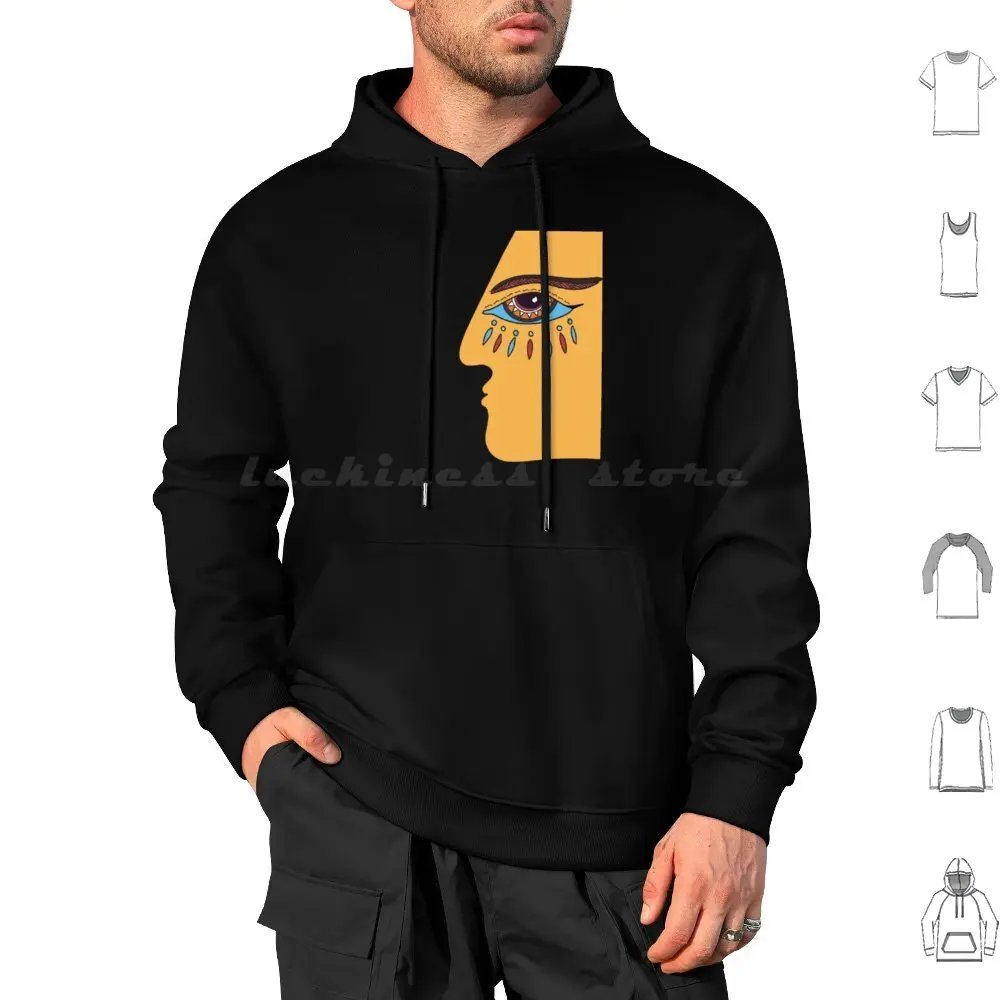 The Eye Of The Beholder Hoodies Long Sleeve Eye Egyptian Evil Face Profile Ornamental Women Men Weird Bizarre Cleopatra