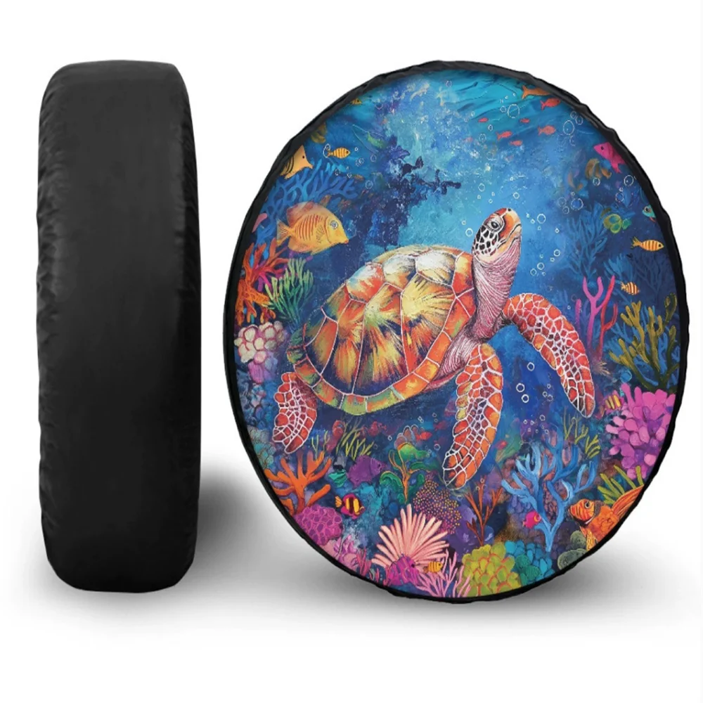 1 X Car Style Paw Heart Print Dinosaur Turtle Pu PVC Leather Spare Tire Cover For Honda Toyota Jeep Back Wheel Covers Protector