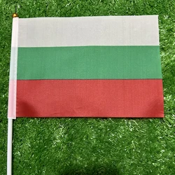 Bandera Bulgaria poliéster pequeña con asta de plástico para mano