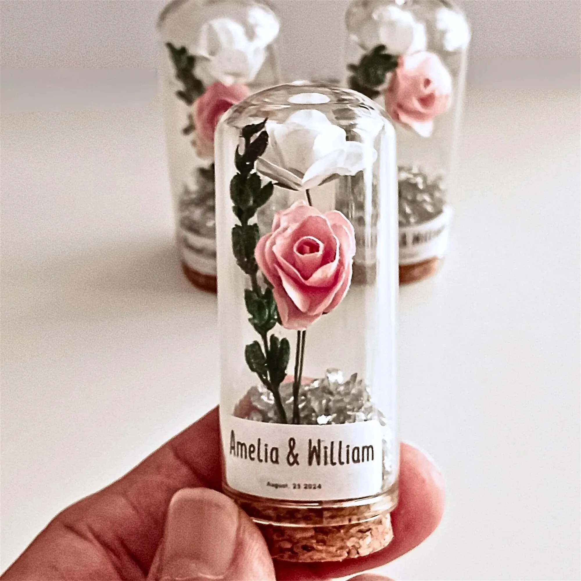 

10 PCS Rose Dome Wedding Favors, Personalized Thank you Favors for Guests Party Gifts, Unique Flower Keepsake, Mini Elegant Cloc