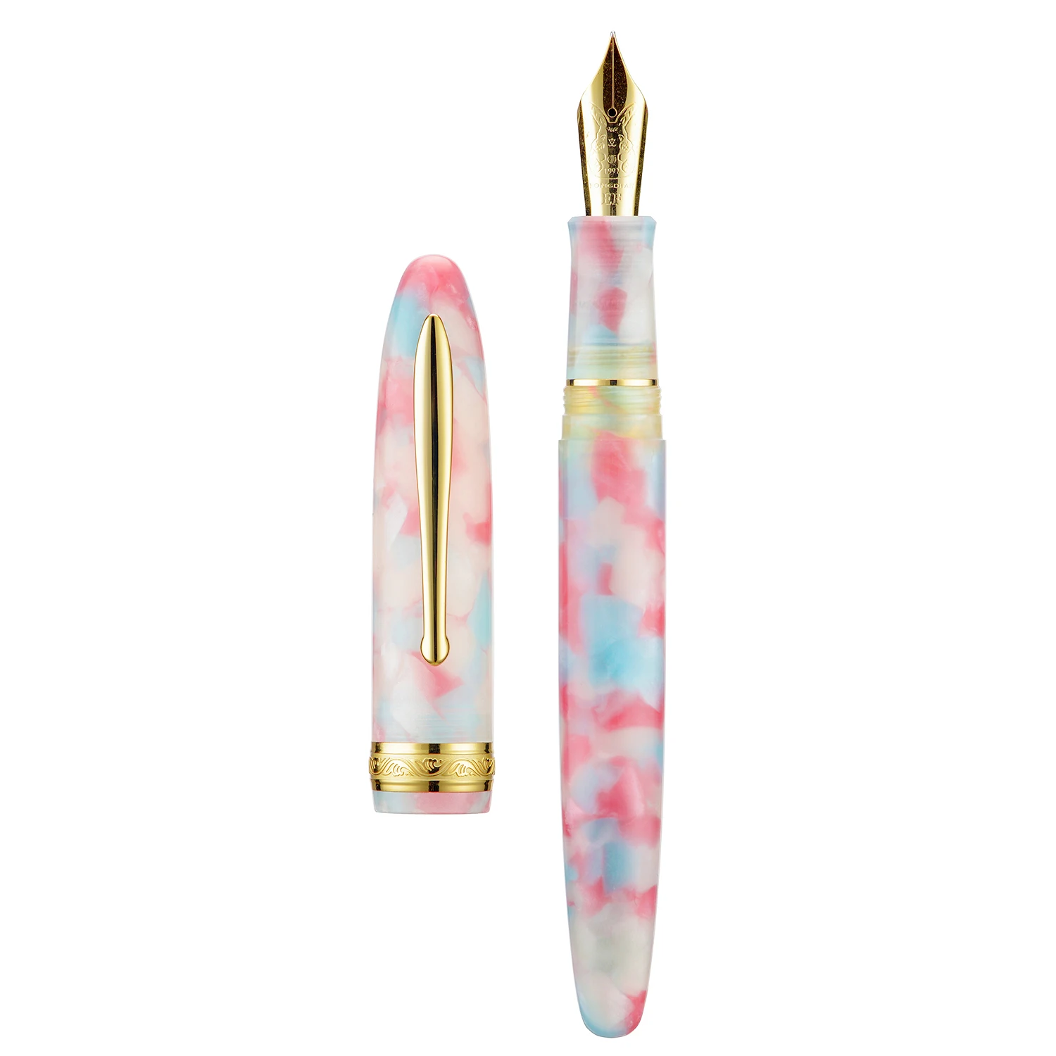 Hongdian N9 Fountain Pen, Extra Fine / Long Knife Medium Nib Fresh Candy Color & Acrylic Design with Converter