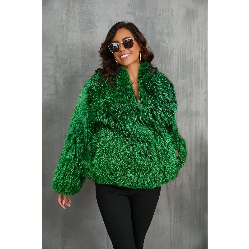 Women's Winter Tops Coat Faux Fur Collar Short Thickened Vintage Simple Comfortable Loose Leisure Soft Niche Versatile Skinny