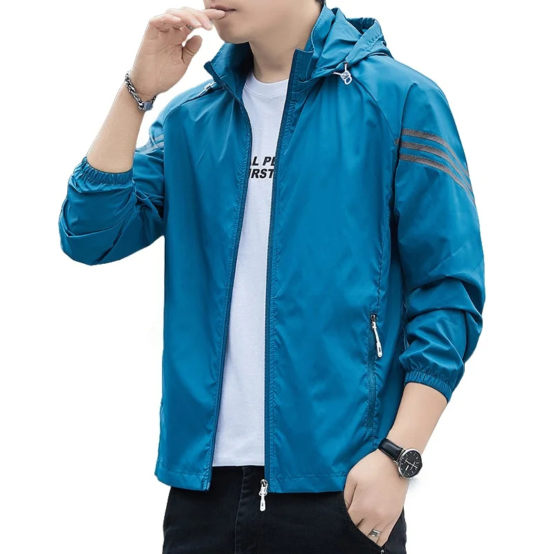 

Summer Men's Outdoor Sunscreen Clothing UV Resistant Ice Silk Hooded Skin Garment Quick Drying Breathable Fishing Thin Jacket
