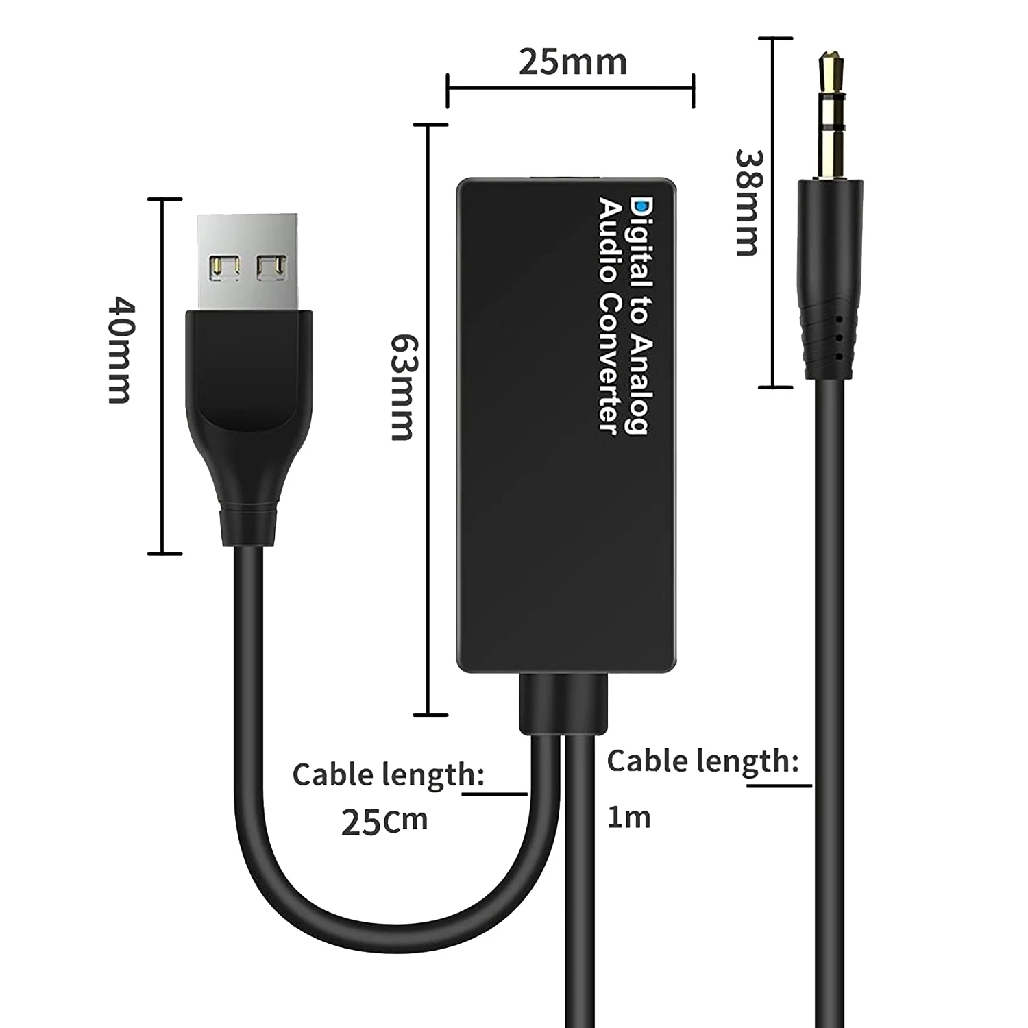 192KHz Digital to Analog Audio Converter ,DAC Digital Optical Toslink to Analog 3.5mm Jack Audio Cable Adapter