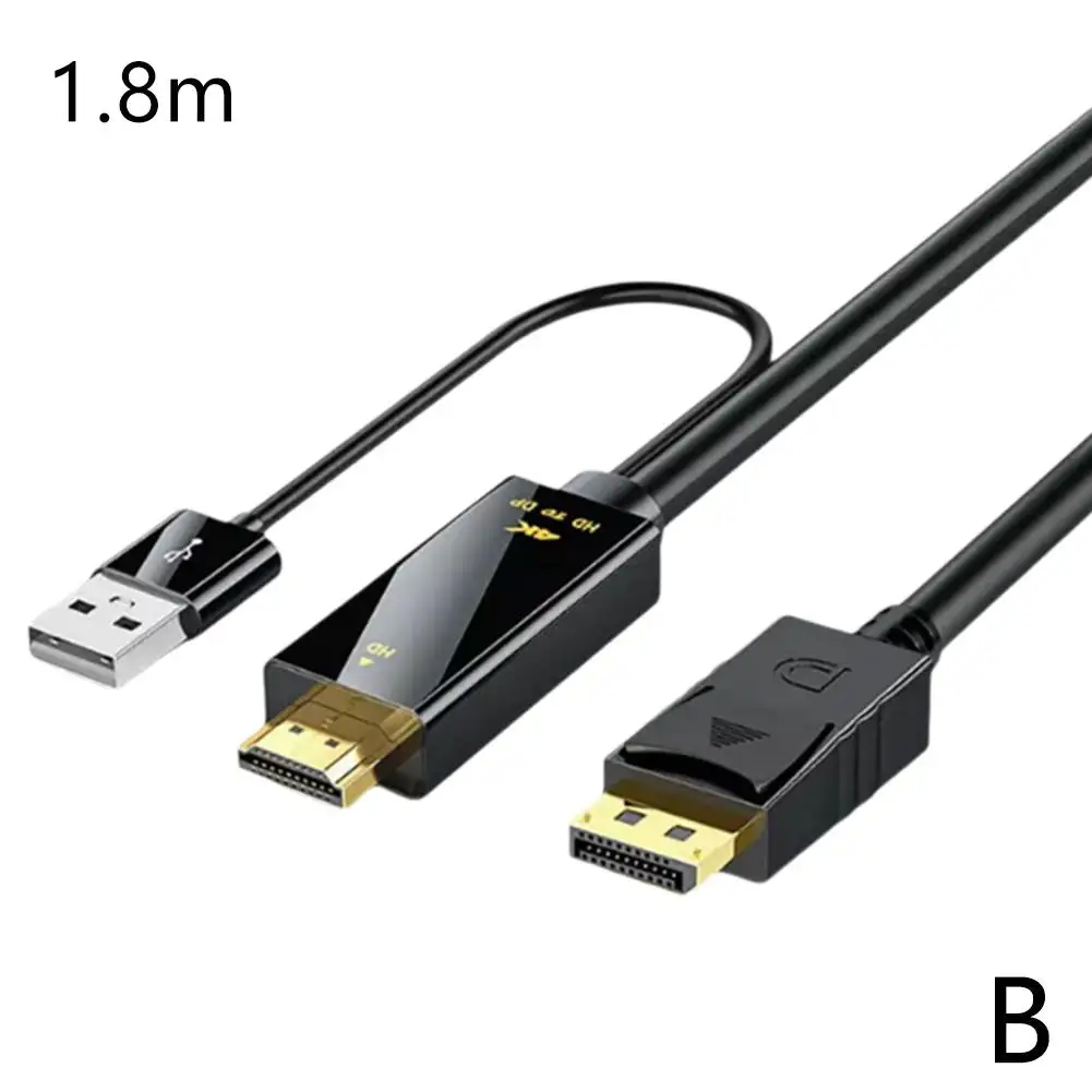 19/180cm HDMI-compatible To DisplayPort Cable Display Adapter Supports 4K@60Hz For Computer, For PS4 Monitor Connector F0I6