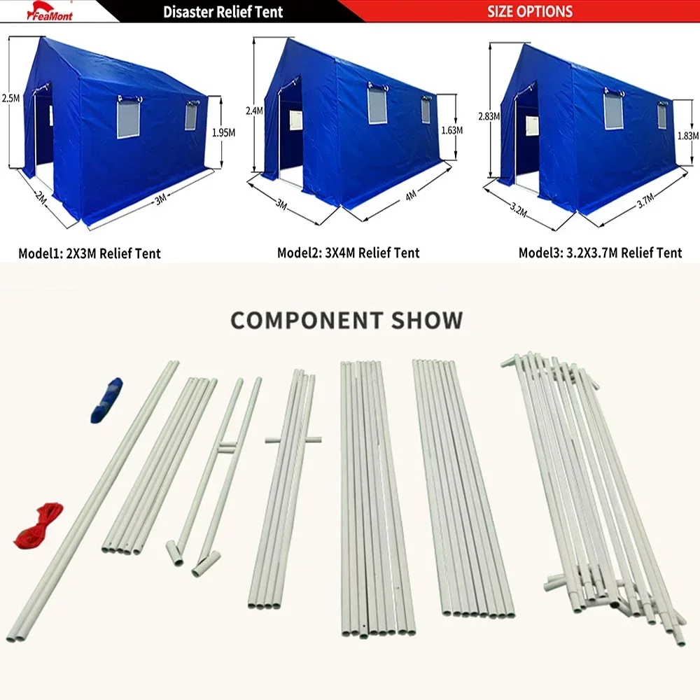FEAMONT كبير 3x4 متر قماش خيمة طوارئ مقاوم للماء الإغاثة في حالات الكوارث خيمة المستشفى في الهواء الطلق خيمة الإغاثة في حالات الكوارث