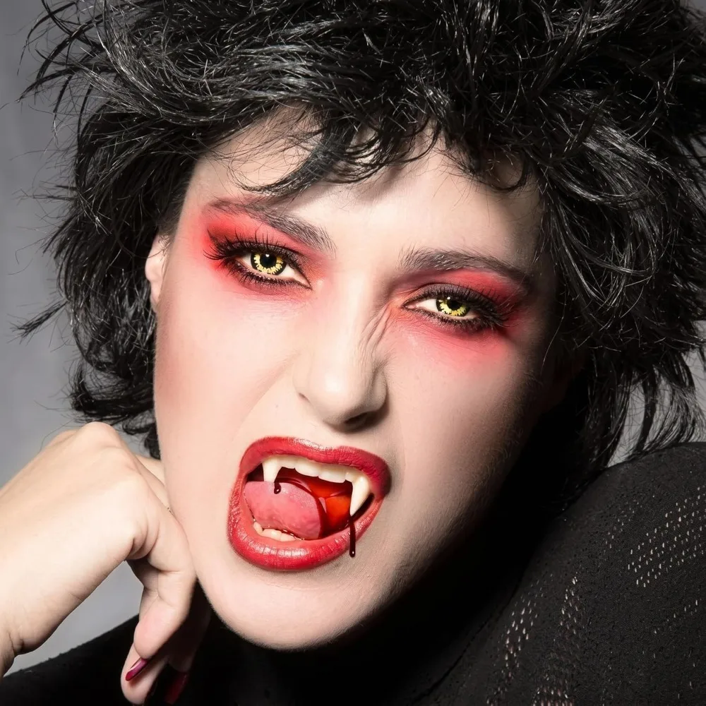 4 Paar Vampirzähne für Cosplay, Zahnersatz-Requisiten, Halloween-Kostüm-Requisiten, fester Kleber, Zahnersatz-Klebstoff, Halloween – Detail 4