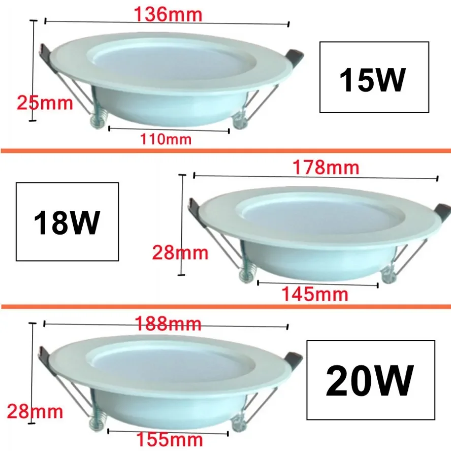 LED Downlight 5W 7W 9W 12W 15W 18W 20W Recessed Round Led Ceiling Lamp 110V 220V Panel Lights Indoor Lighting Warm/Cold White