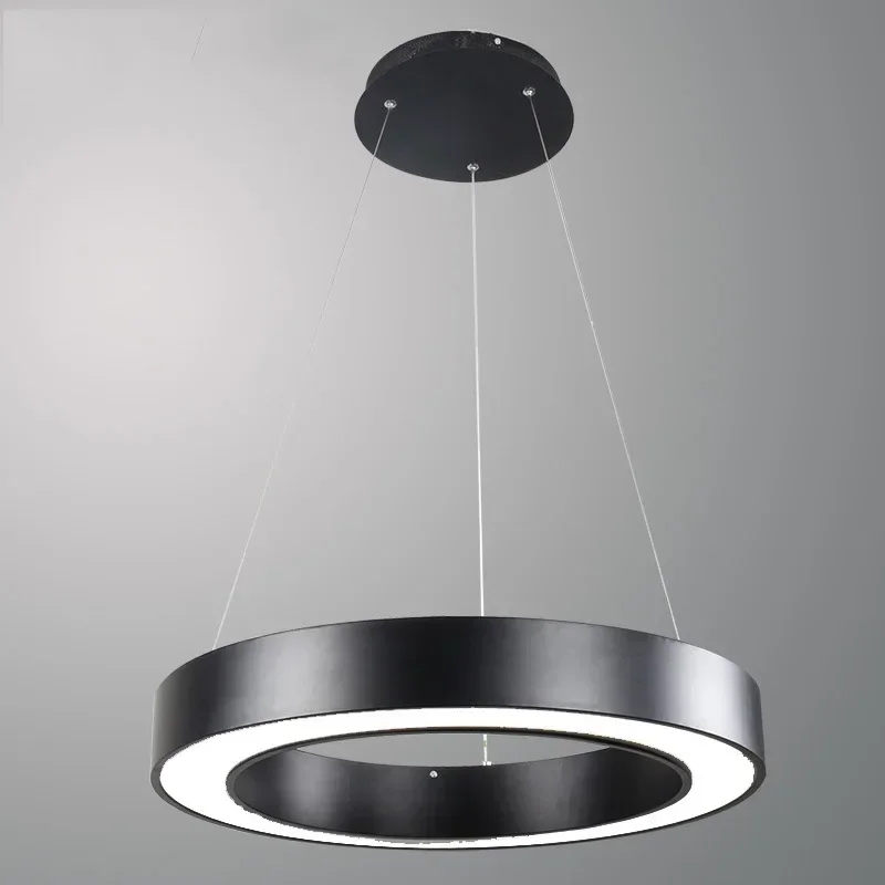 40 60 80CM Simple Modern LED Pendant Lights Round Circle Suspension Hanging Lamp Office Home Decoration Lamp Black White