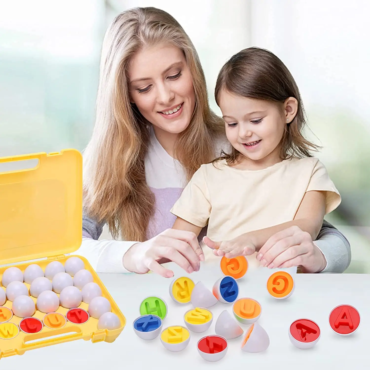 Giocattoli per bambini Montessori a forma di colore Match Egg Puzzle Geometry Matching Egg Letters Learning Early Educational Toy For Children Gift