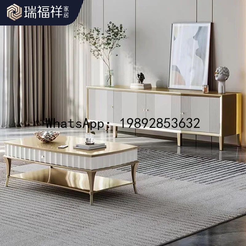 YFY American Style Light Luxury Solid Wood Coffee  Living Room Furniture Modern Simple Small Apartment Rectangular