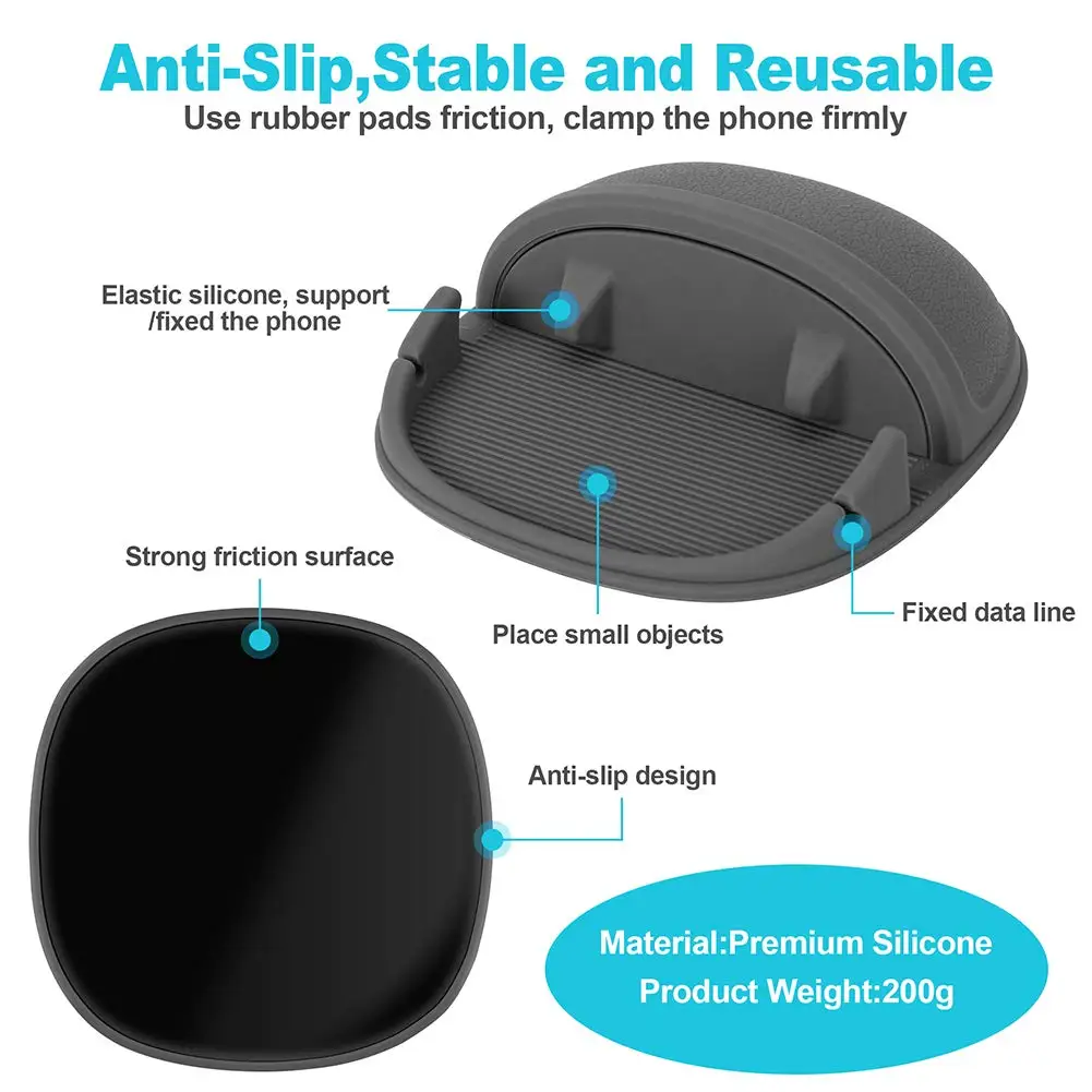 Силиконовый автомобильный держатель для телефона, силиконовый автомобильный коврик с креплением для различных приборных панелей, нескользящая настольная подставка для телефона, совместимая с iPhone