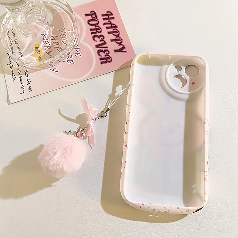 

Fashionable Fur Ball Mobile Phone Chain With Bow, Cute And Sweet Pendant Keychain