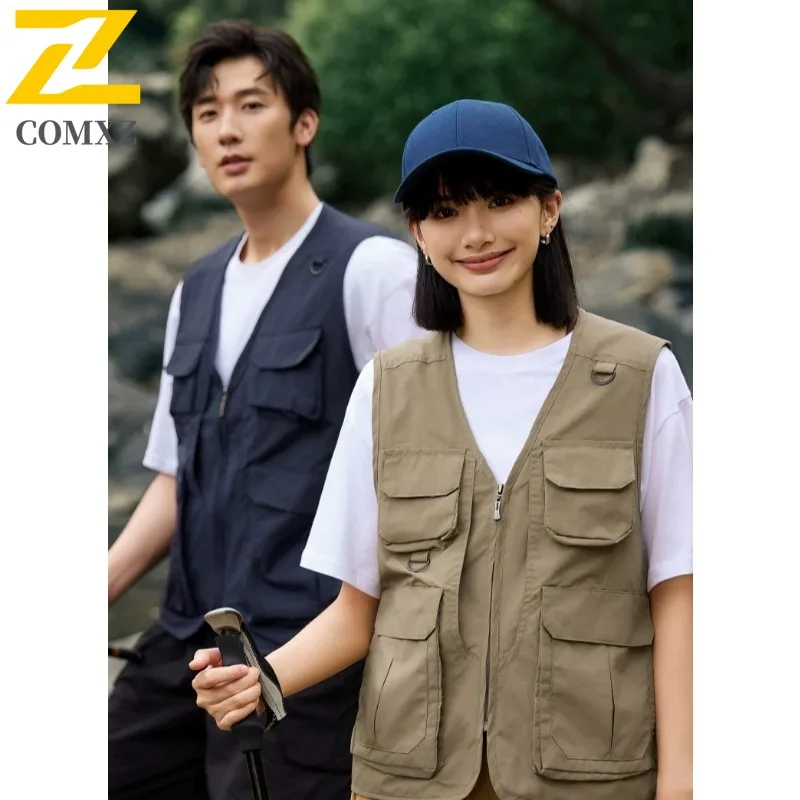 

Men Work Sleeveless Jacket Lightweight Quick Drying Mesh Breathable Coat Multi Pocket Functional Wind Mountaineering Hunting Top