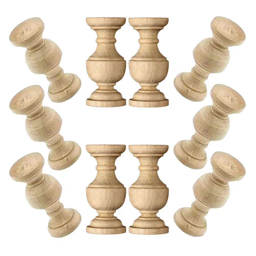 

10Pcs Unfinished Wood Spindles Decorative Baluster Rustic Furniture Columns for Wine Rack Dining Cabinet Bed Frame Decor