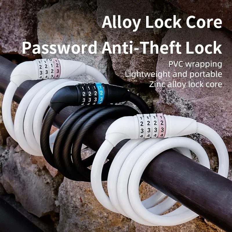 ESLNF Four-digit Password Combination Lock for Road Bikes and Mountain Bikes Portable Bicycle Steel Cable Lock Bicycle Lock
