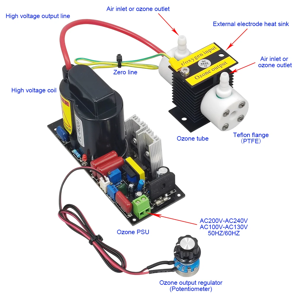 Produto patenteado ce fcc rohs 0.5 g/h 500 mg/h kit gerador de ozônio ajustável gerador de ozônio tratamento de água da torneira