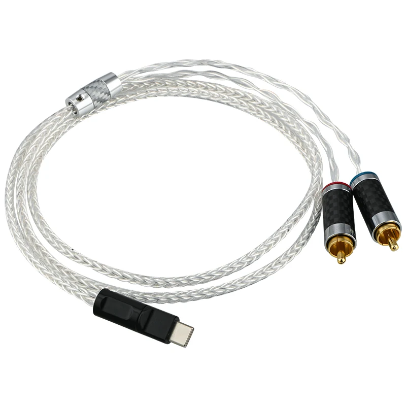 

Silver Plated Type-C to 2 RCA Cable Audio Line with Decoded Chip for Tablet PC Mobile Phone Connected to Amplifier Speaker