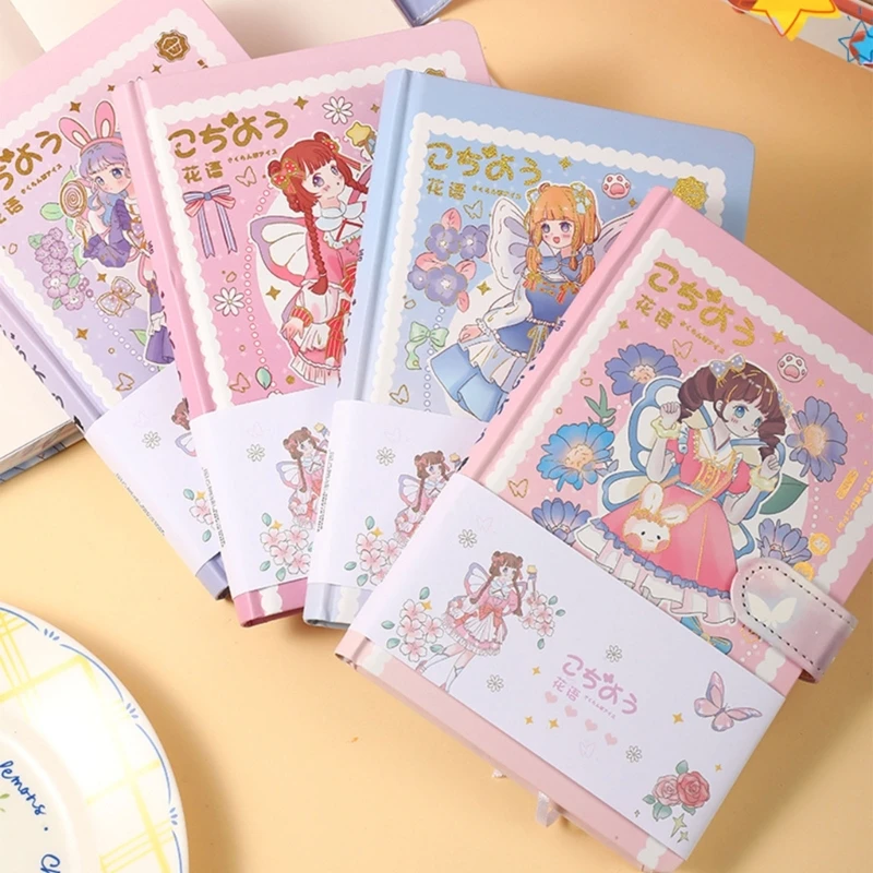 448F 4PCS Anime Notebooks Japanese Manga Stationary Design for Boys Girls Diary