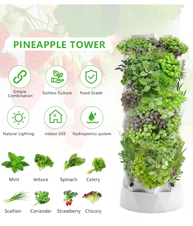 8/12 ชั้นผัก Hydroponics Tower Soilless ในร่มกลางแจ้งขนาดเล็กอุปกรณ์ปลูกแนวตั้ง Grow ชลประทาน Farming System