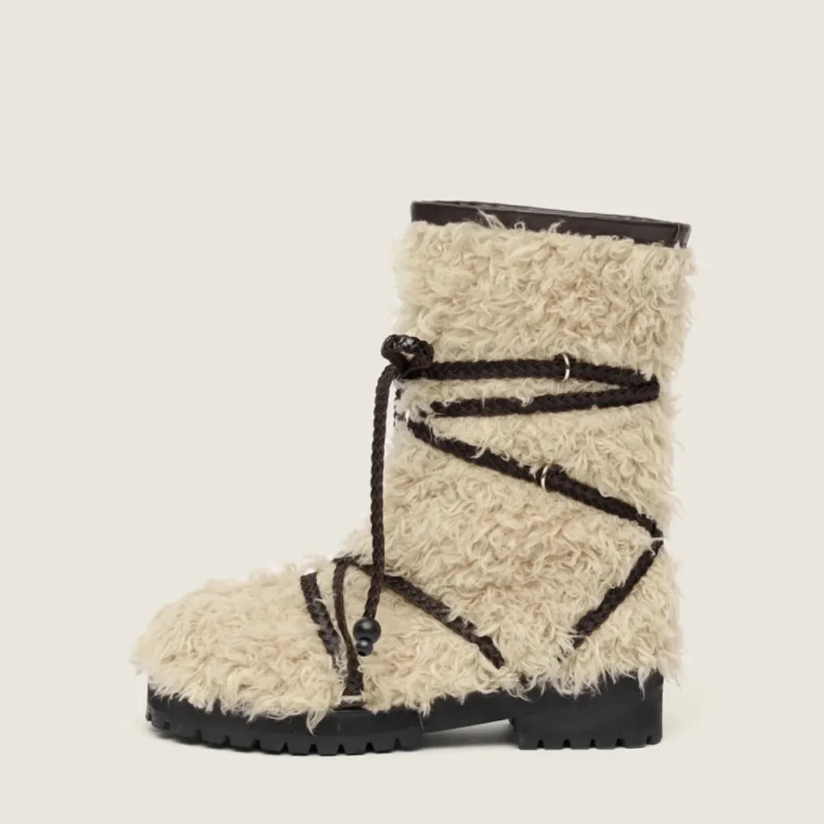 

Korean Style Thick Bottom Mid-Calf Winter Boots Women's Fashionable Fur Lined Snow Boots Autumn Winter Warm Tied Shoes