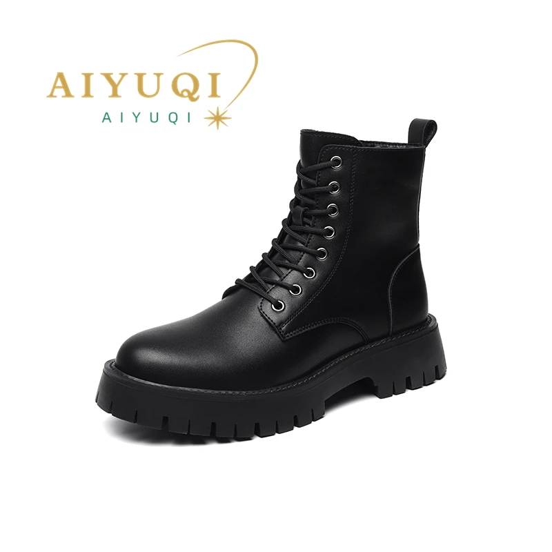 

AIYUQI Chelsea Boots Men British Style 2023 New Mid-help Motorcycle Boots Men Fall Fashion Lace-up Men's Ankle Boots