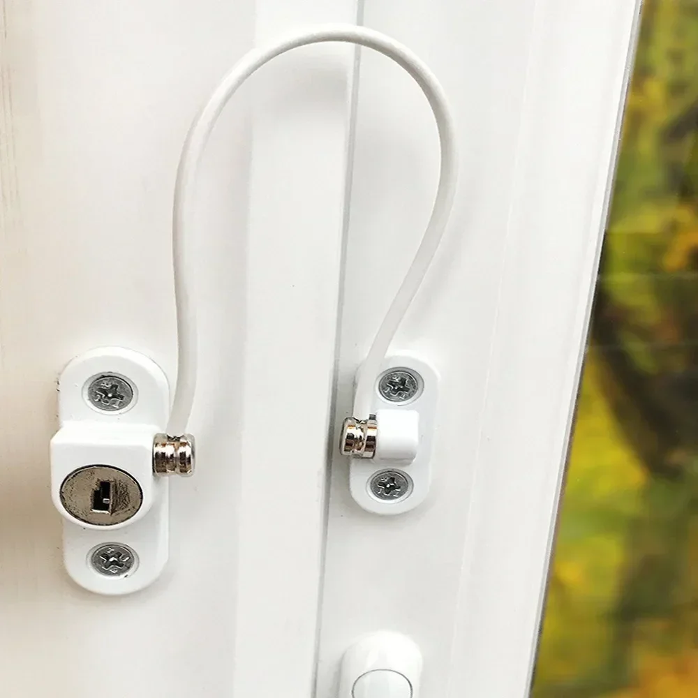 Set Window Door Cable Restrictor Ventilator Baby Kids Child Safety Security Chain Lock Kits Stainless Steel