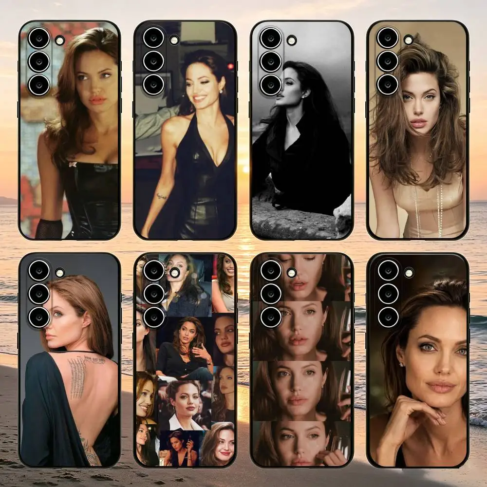 Angelina Jolie Phone Case For Samsung Galaxy A52 A42 A32 A22 A12 A02S A72 A73 A51 A41 A31 A21S A71 A30S Black Cover
