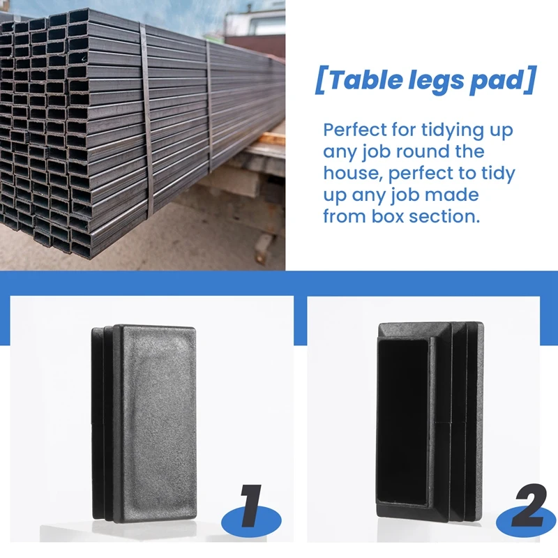 AA46 Sisipan Tutup Tabung Ujung Kosong Persegi Panjang Plastik 25X50Mm 30 Buah Hitam