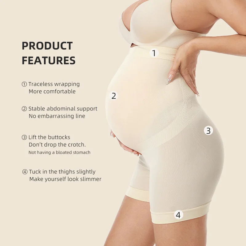 

Women Comfortable Safety Panties Knickers Ladies Pregnancy Short Leggings Underwear High Waist Seamless Maternity Pants Pregnant