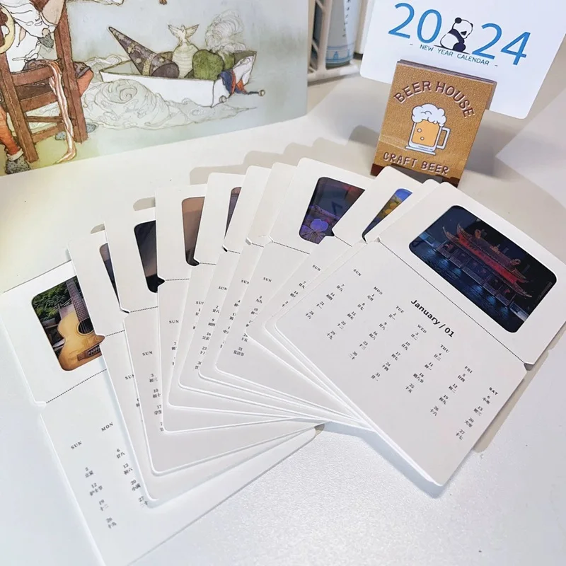 Customized. Transparent PET Film Customized Calendar Reversed Picture Aidou Peripheral Multi-Purpose Tearable Desk Ca