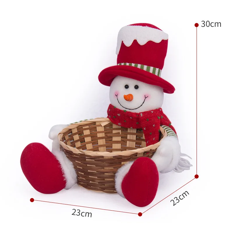 Cesta de decoração de natal papai noel boneco de neve suporte de doces cesta de frutas ornamento de mesa natal doces cesta de vime presente do festival