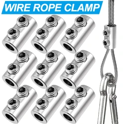 10/100PCS For 2mm Steel Wire Cable 304&316 Stainless Stee Clamp  Double Hole Thread Locker Clamps Copper Clips  Sling Tools