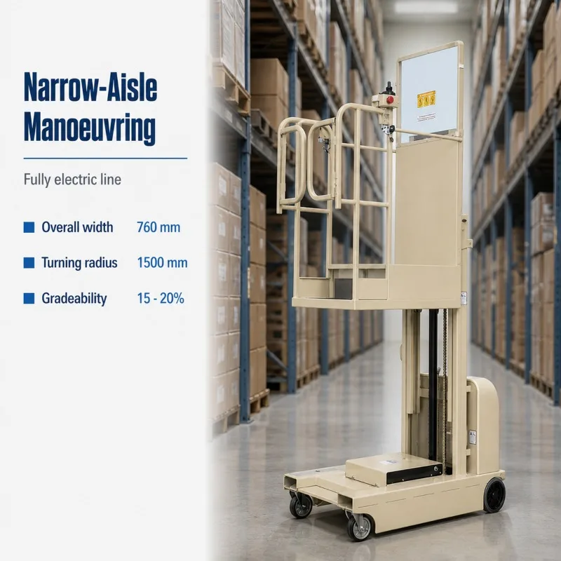 Customized 300kg Full Electric Order Picker 2.7m 3.3m 4.5m Portable Warehouse Hydraulic Order Picking Lifter For Aisle Stock Pic