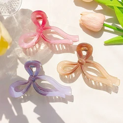 13cm Fashion Bow Hair Claw Clip Solid Color Hollow Streamer Bow Plastic Hair Claw Clip Hairpin Accessories For Women Girls