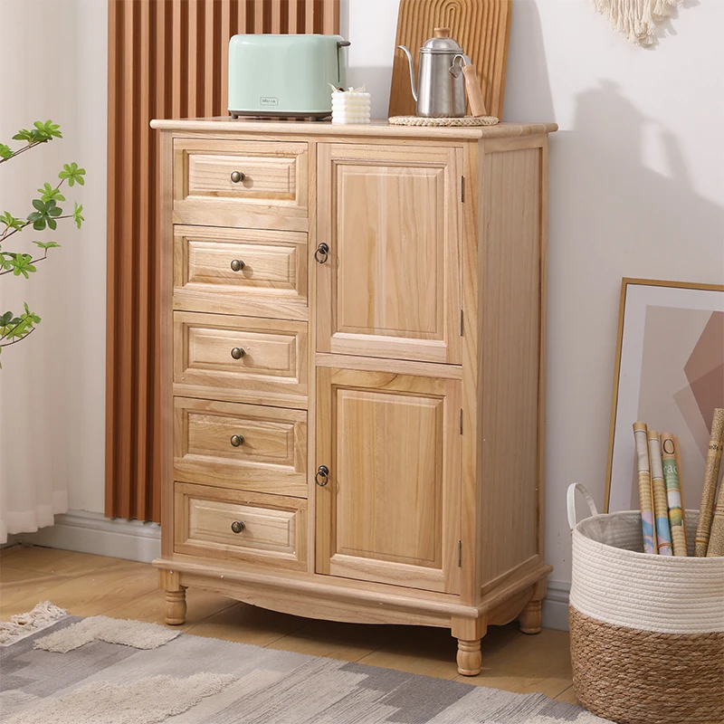 chest of drawers Solid wood dining side cabinet Living room against the wall Small cabinet Bedroom storage Storage locker Househ image 4