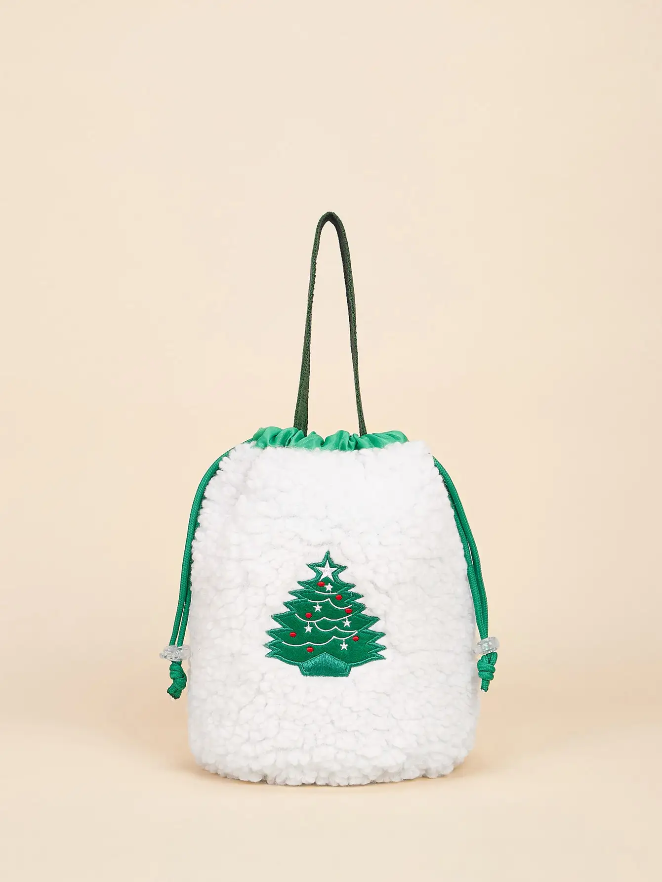 Christmas Tree Embroidered Fluffy Gift Bag