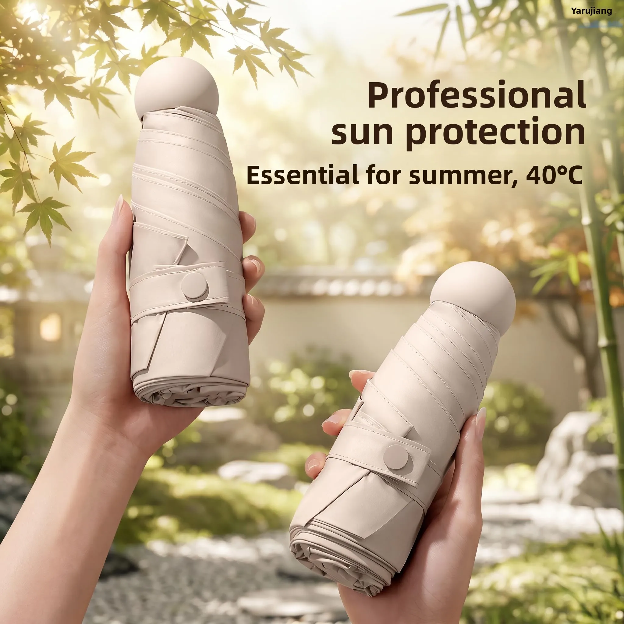 

Portable Sunshade Umbrella UV Protection Black Glue Capsule Design Foldable Pocket Size Rain And Sun Protection Umbrella