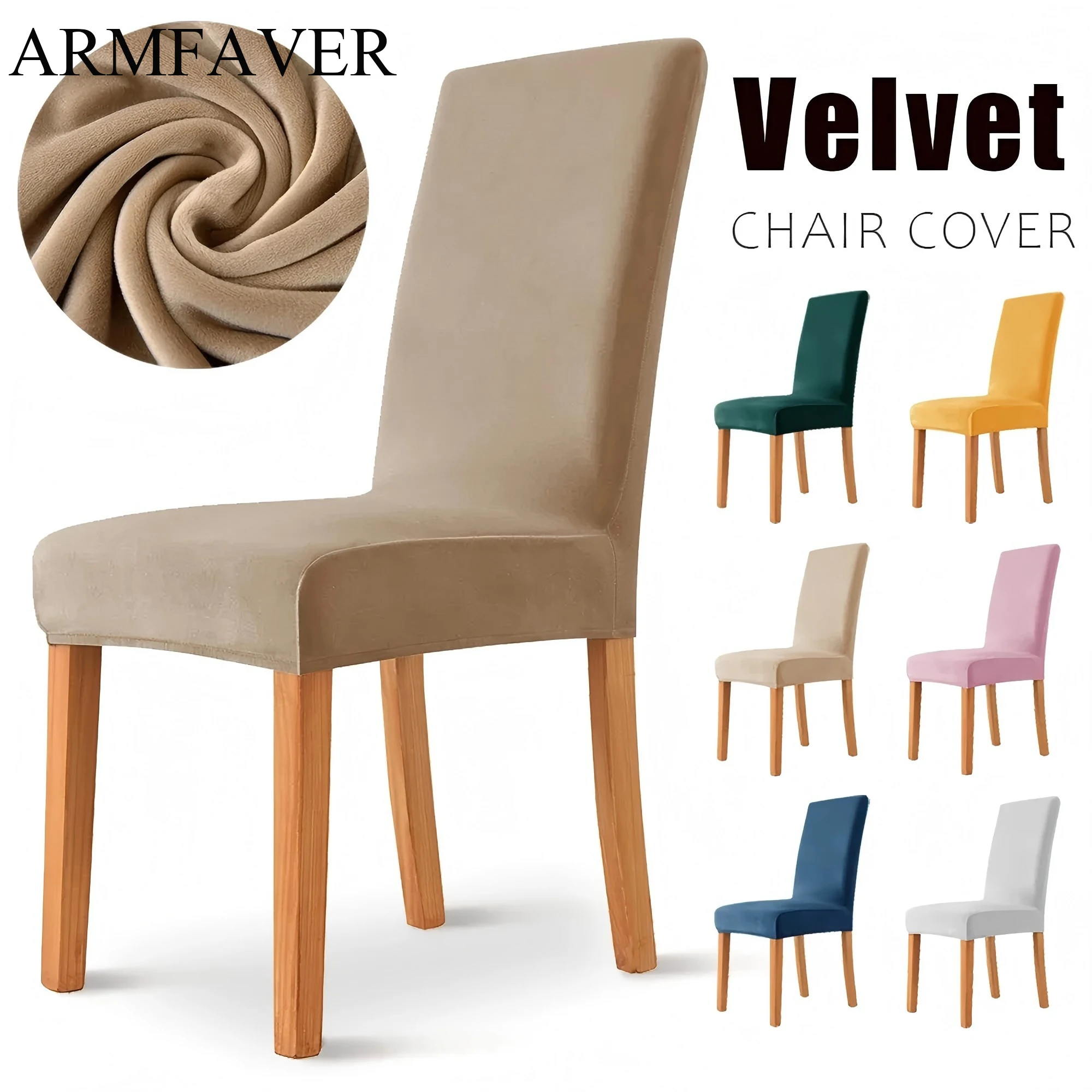ARMFAVER housse de chaise en velours Super doux élastique salle à manger chaise housse de siège pour cuisine salle à manger mariage Banquet maison