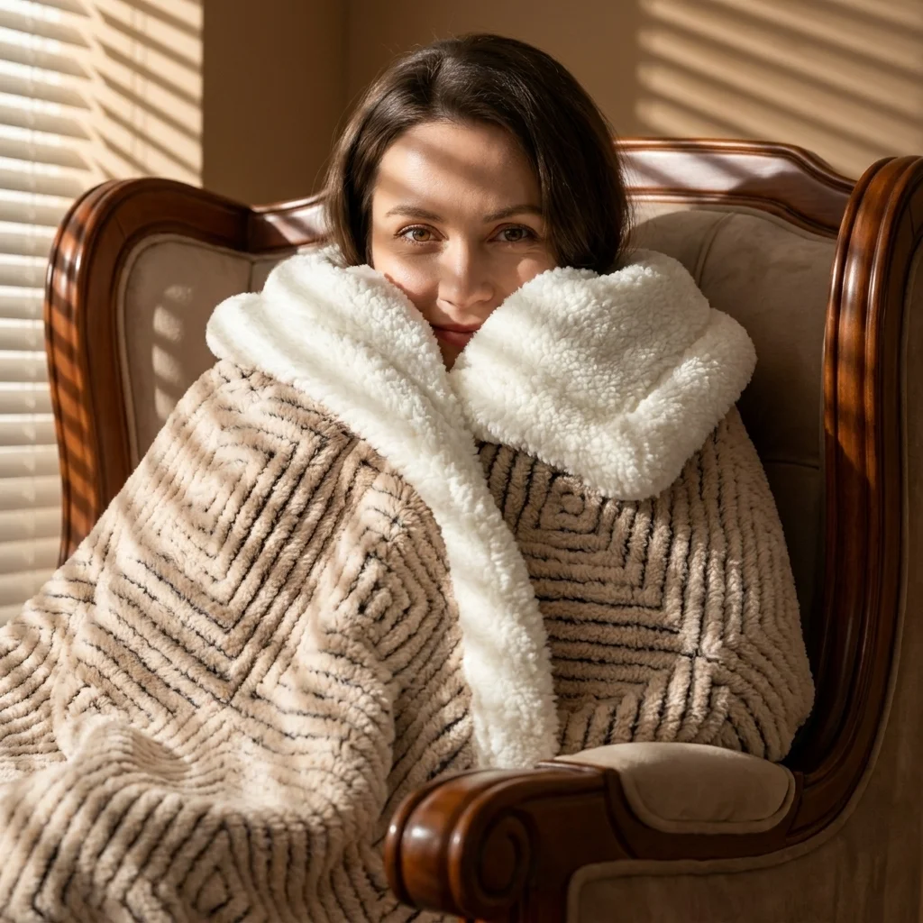 1PC Luxury Warm Plush Double Sided Throw Blanket, Sherpa Lined Thick Reversible Fleece Blanket, Cozy Textured Decor Blanket for Couch, Bed & Indoor Use