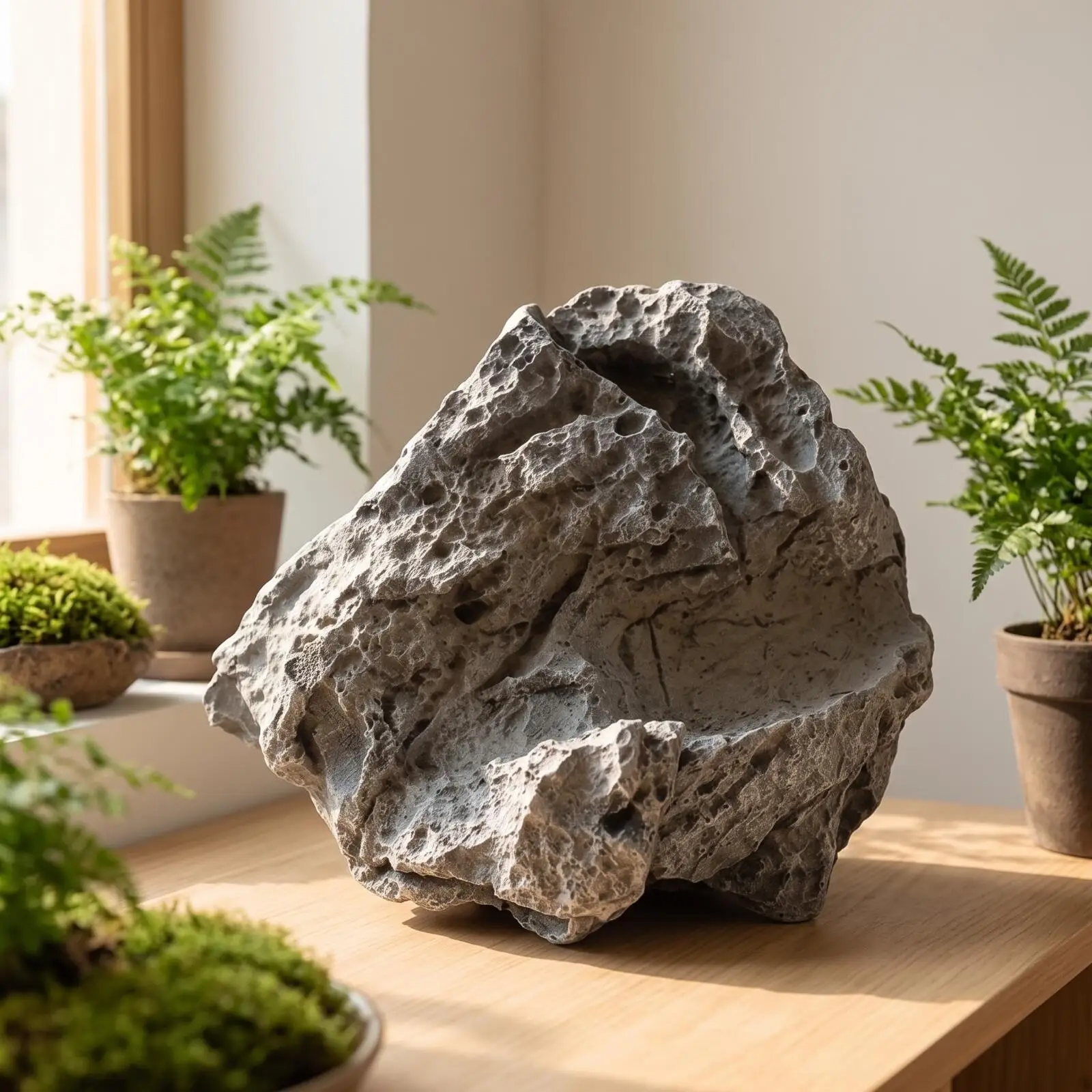 Lightweight Hanging Stone Landscape Polyurethane Fake Rock Ornament Realistic Texture for Indoor Outdoor Water Garden Window