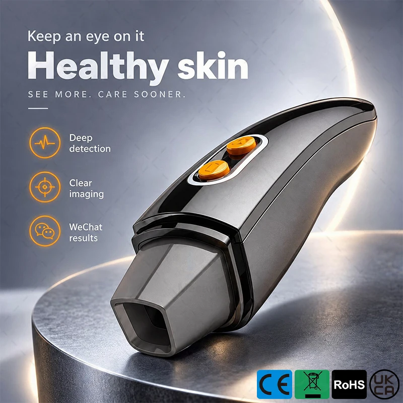10D AI Intelligent Skin Analyzer 12MP HD Handheld Skin Detector Triple Spectrum Detect Moisture Oil Elasticity Pores Pigment